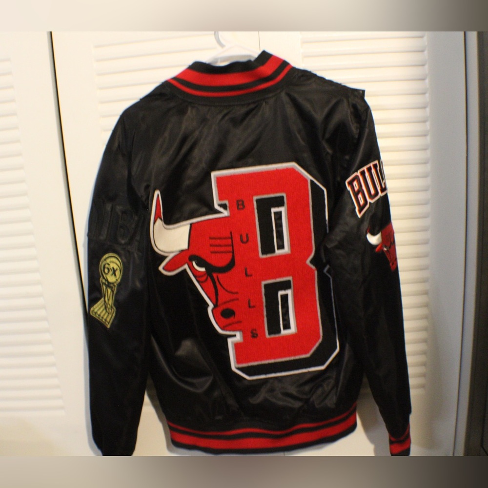 NBA Black Chicago Bulls Satin Jacket